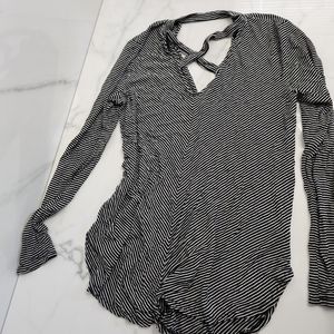 Striped top with criss cross front